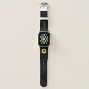 Personalized Elegant Black & Gold Modern Monogram Apple Watch Band