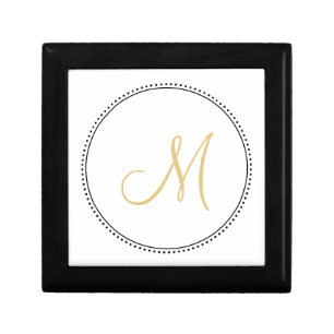 Personalized Elegant Black Gold Monogram Gift Box