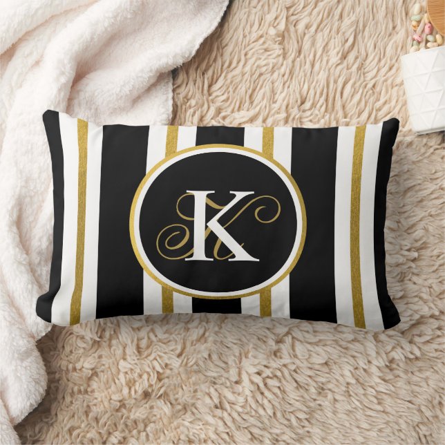 Gold Monogram Personalized Throw Pillow