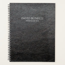 Personalized Elegant Black Leather Masculine Planner