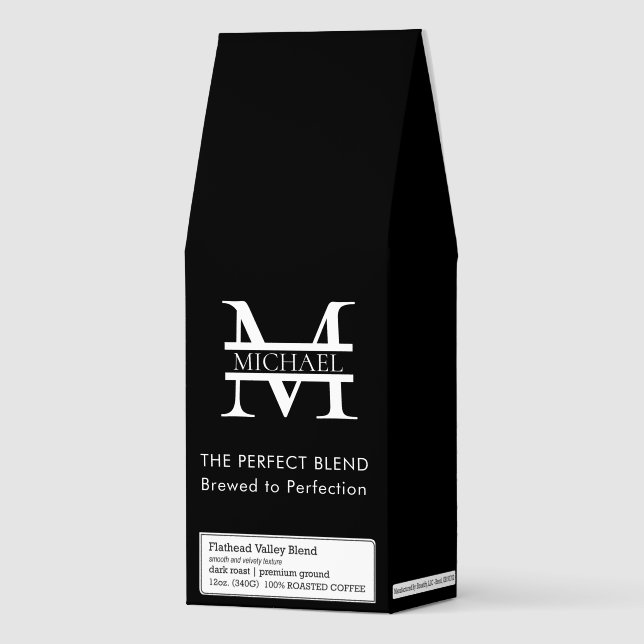 Personalized Elegant Black Monogram and Name Roasted Coffee (Front)