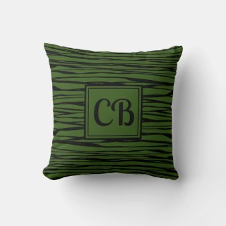 Personalized Elegant Black Monogram Forest Green