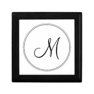 Personalized Elegant Black Monogram Milgrain Gift Box