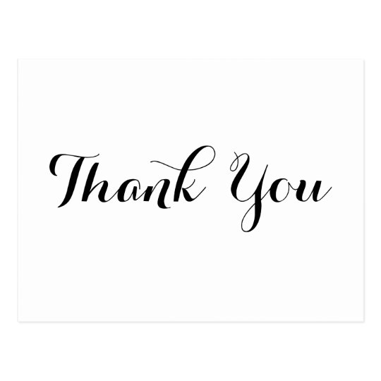 Personalized Elegant Black Script White Thank You Postcard | Zazzle.com