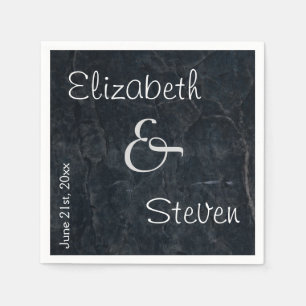 Personalized Elegant Black Stone Texture Paper Napkins