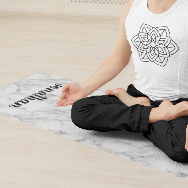 Personalized Elegant Black White Marble Stone Yoga Mat (Creator Uploaded)
