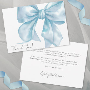 Personalized Elegant Blue Bow Thank You Card