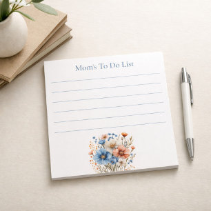 Personalized Elegant Blue Floral To-Do List Notepad