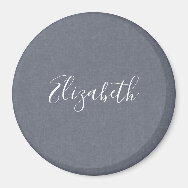 Personalized Elegant Blue Gray Linen Magnet (Front)