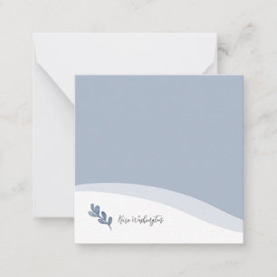 Personalized Elegant Blue Leaf Note Card