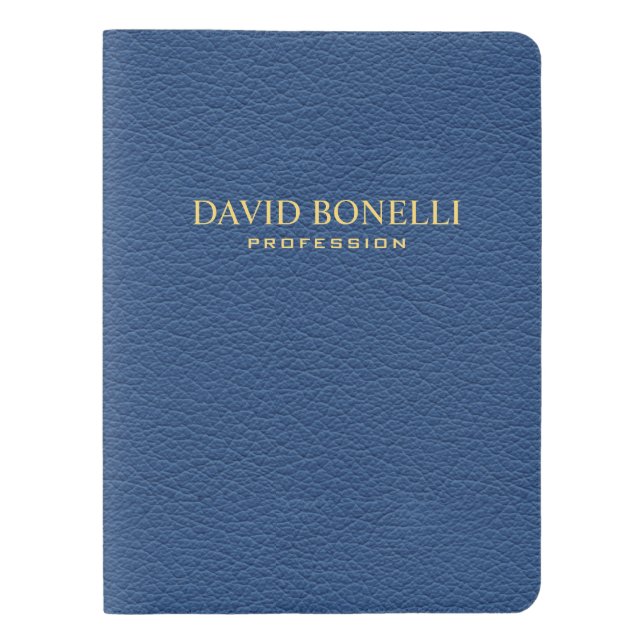 Personalized Elegant Blue Leather Masculine Extra Large Moleskine Notebook (Front)