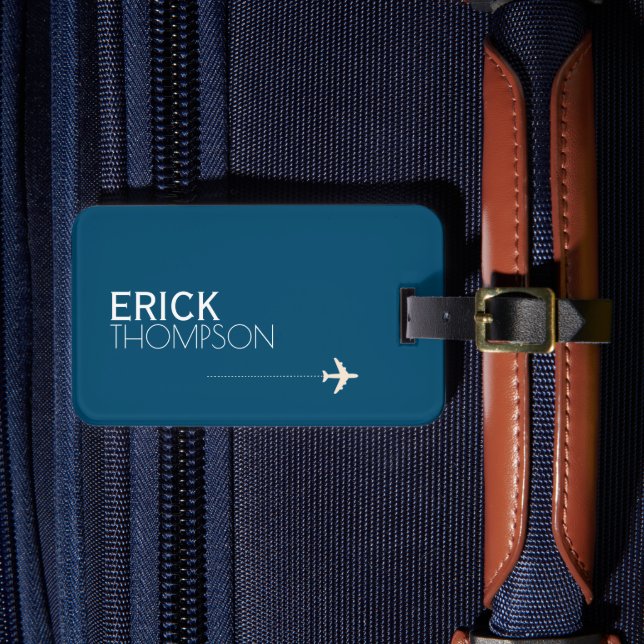 Personalized Elegant Blue Luggage Tag (Front Insitu 4)