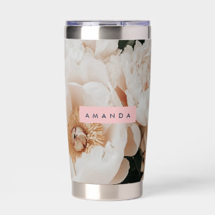 Personalized Elegant Blush Peony Floral Art Insulated Tumbler