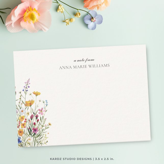 Personalized Elegant Boho Chic Note Card (Personalized stationery, floral notecards. Please note that cropping may result in some sizes.)