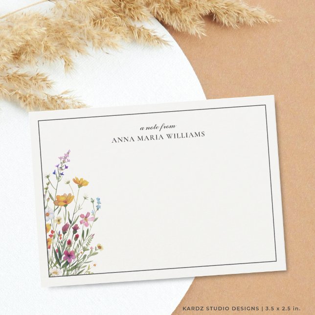  Personalized Elegant Boho Chic Note Card (Card is shown in 3.5 x 2.5 inches, choose paper and corner style. More sizes in collection.)