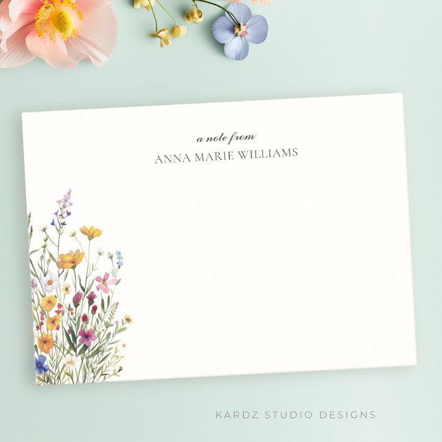  Personalized Elegant Boho Chic Note Card (Personalize stationery, floral notecards. Please note that cropping may result in some sizes.)