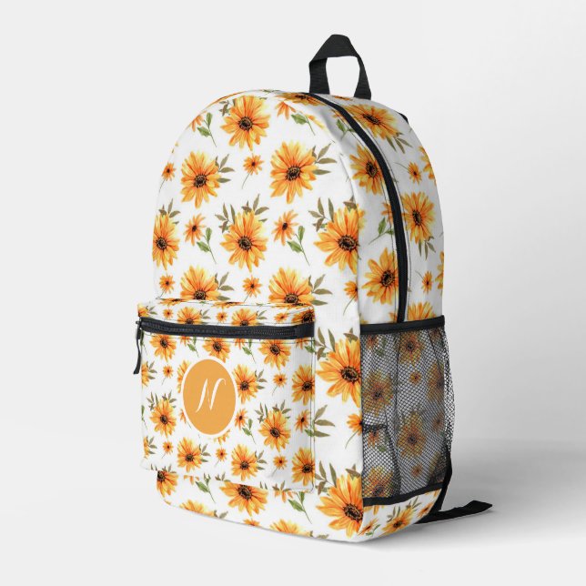 Personalized Elegant Boho Sunflower Wildflower Printed Backpack (Back Corner Right)