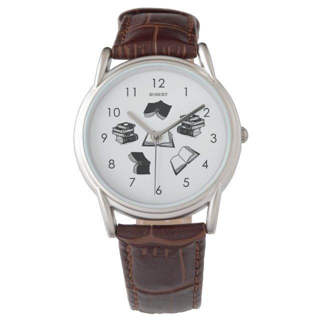 Personalized Elegant Bookish Bibliophile Book Men Watch (Front)