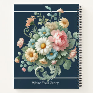 Personalized Elegant Botanical Floral Watercolor Notebook