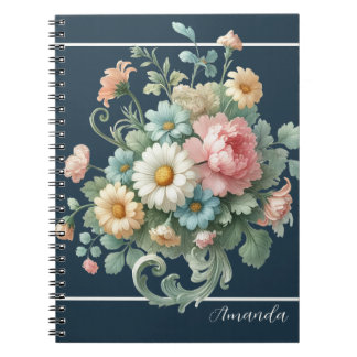Personalized Elegant Botanical Floral Watercolor Notebook