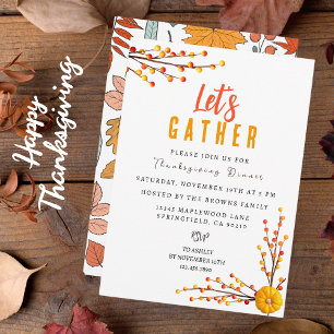 Personalized Elegant Botanical Nature Thanksgiving Invitation