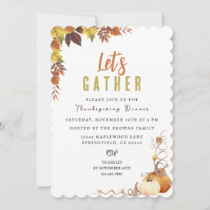 Personalized Elegant Botanical Thanksgiving Invitation