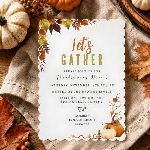 Personalized Elegant Botanical Thanksgiving Invitation
