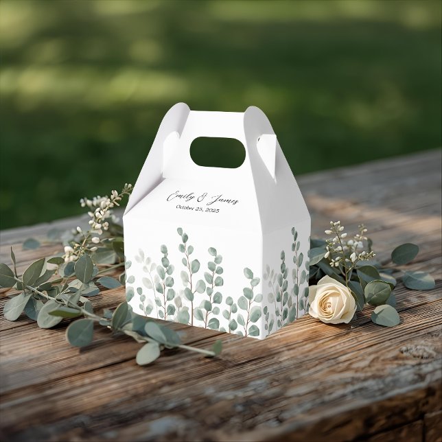 Personalized Elegant Botanical Wedding Favor Box (Creator Uploaded)