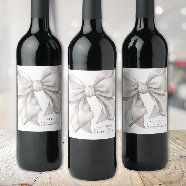 Personalized Elegant Bow Bridal Shower Wine Label (Personalized Elegant Bow Bridal Shower Wine Label)