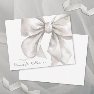 Personalized Elegant Bow Name Monogram Note Card