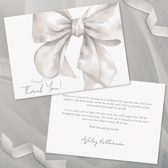 Personalized Elegant Bow Thank You Card (Personalized Elegant Bow Thank You)