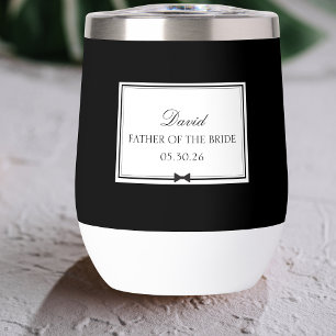 Personalized Elegant Bowtie Father of the Bride Thermal Wine Tumbler
