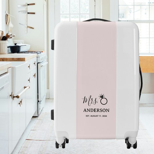 Personalized Elegant Bridal Honeymoon Plush Pink Luggage