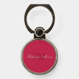 Personalized Elegant Bright Maroon Red, Burnt Pink Phone Ring Stand