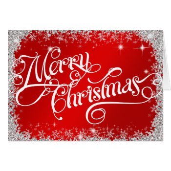 PERSONALIZED Elegant Brilliant Red Merry Christmas Card 