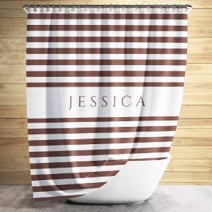 Personalized Elegant Brown Stripes Pattern Shower Curtain