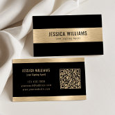 Elegant Gold Brushed | QR Label Business Card | Zazzle