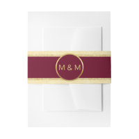 Personalized Elegant Burgundy Gold Glitter Wedding Invitation Belly Band