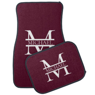 Personalized Elegant Burgundy Monogram and Name Car Floor Mat