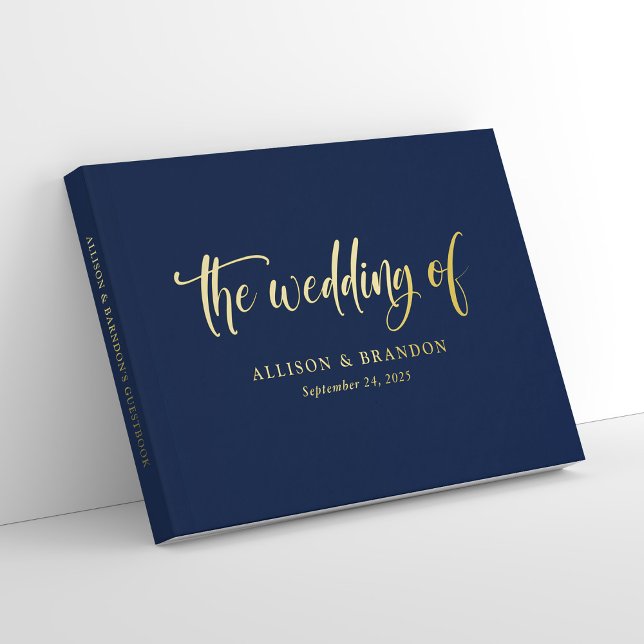 Personalized Elegant Calligraphy Foil Wedding Foil Guest Book (Personalized Elegant Calligraphy Foil Wedding Guest Book)