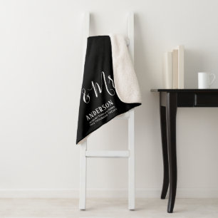 Personalized Elegant Calligraphy Mr. & Mrs. Sherpa Blanket