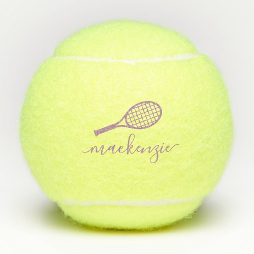 Personalized Elegant Calligraphy Name Lavender Tennis Balls