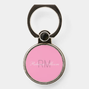 Personalized Elegant Carnation Pearl Flamingo Pink Phone Ring Stand
