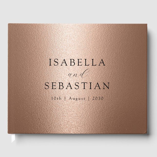 Personalized Elegant Chic Copper Guest Book (Front)