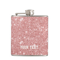 Personalized Elegant Chic Faux Glitter Rose Gold Hip Flask Personalized Elegant Chic Faux Glitter Rose Gold Hip Flask