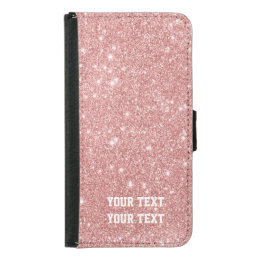 Personalized Elegant Chic Faux Glitter Rose Gold Samsung Galaxy S5 Wallet Case