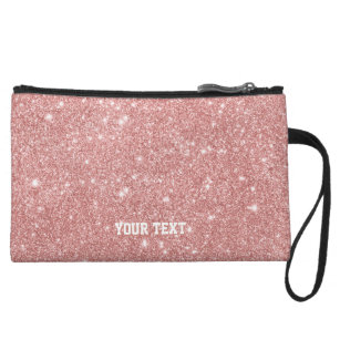 rose gold glitter wristlet