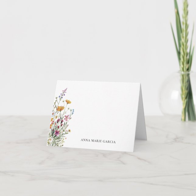 Personalized Elegant Chic Floral Note Card (Front)