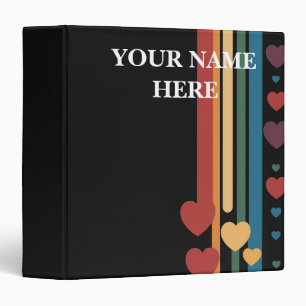 Personalized Elegant Chic Luxury Faux Black Heart 3 Ring Binder