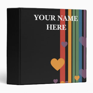 Personalized Elegant Chic Luxury Faux Black Heart 3 Ring Binder